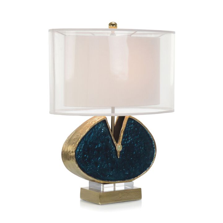 Blue Enameled and Jeweled Table Lamp
