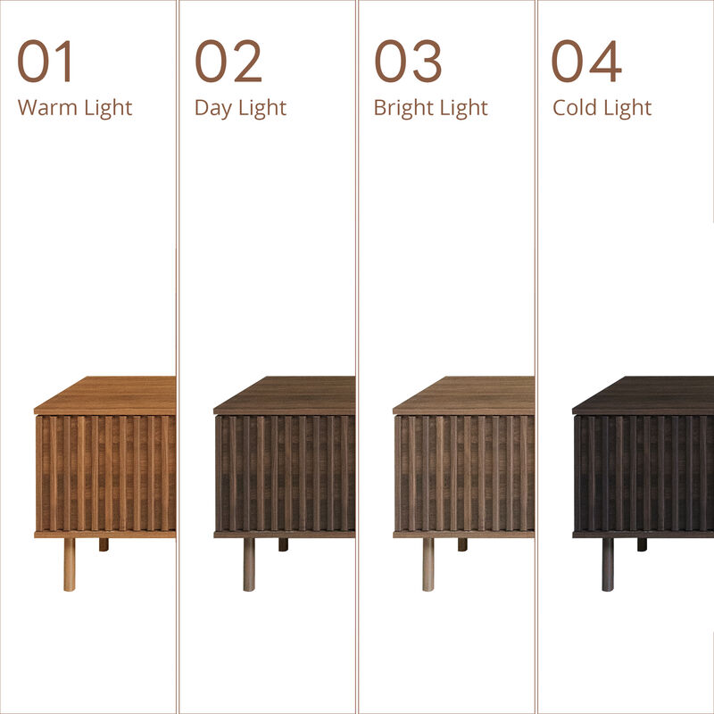 Merax Media Console with Slatted Storage, Adjustable Shelves, Cable Management image number 7