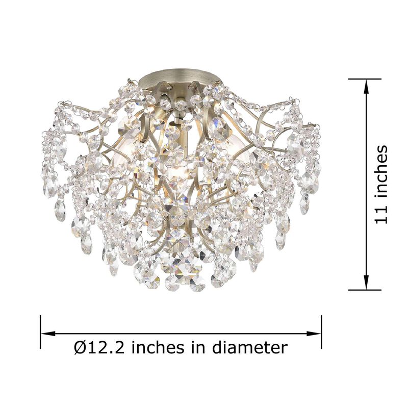 Dahlia Elegant Indoor 3-light Brushed Champagne Crystal Flush Mount image number 3