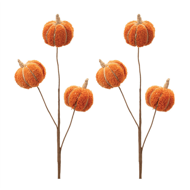 HomeRoots Set of Six Orange and Green Fall Mini Pumpkins Wreath Sprays image number 2