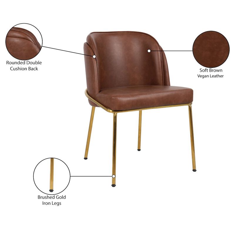 Meridian Furniture Jagger Brown Vegan Leather Dining Chair, Set of 2
