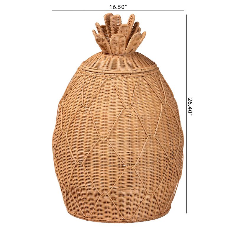 bali & pari Pelham Natural Rattan Laundry Hamper - Handwoven Wicker Storage Basket for Laundry Room, Bathroom, or Bedroom Organization image number 6