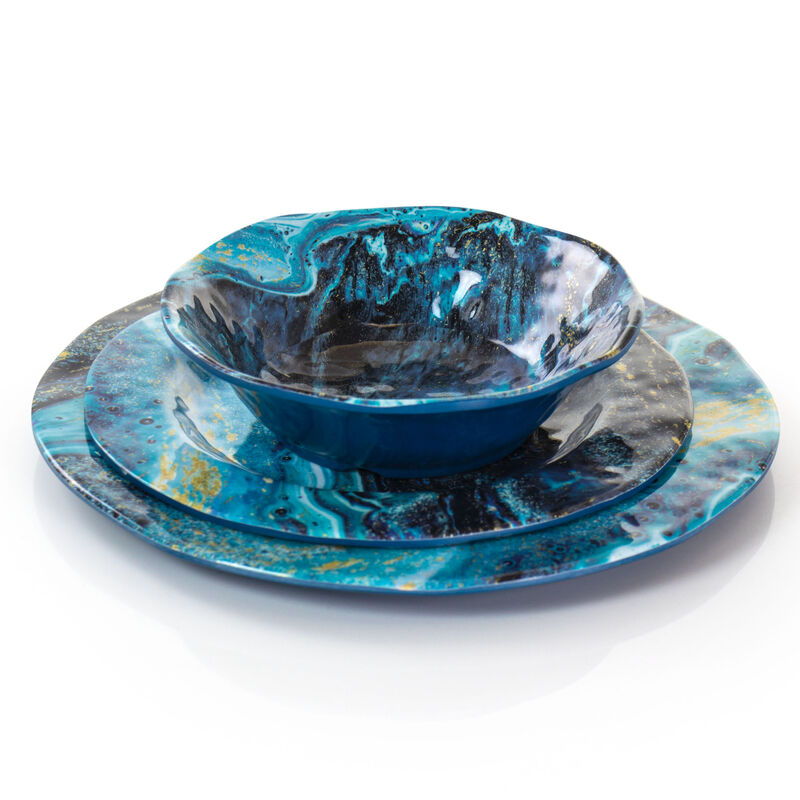 Gibson Home Elixir 12 Piece Melamine Dinnerware Set in Blue image number 2