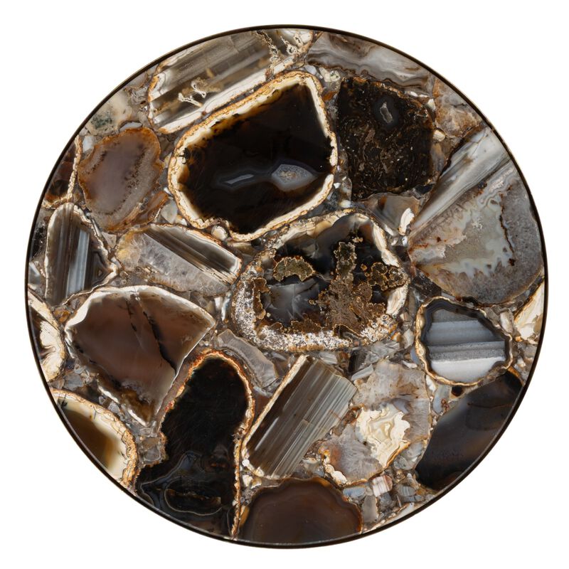 Round Marble Accent Table with Agate Top image number 6