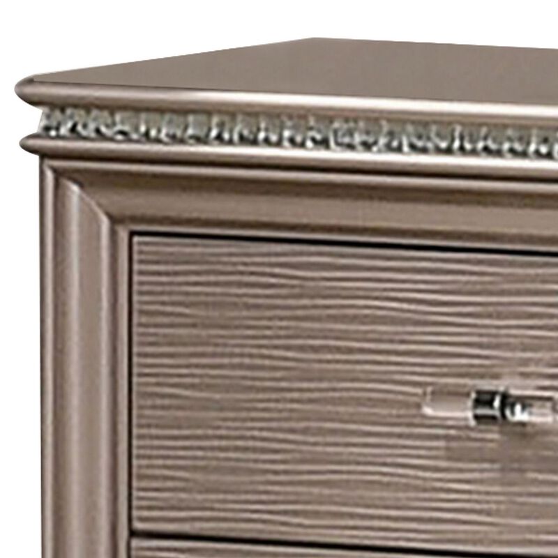 Queen Bedroom Set, Gold Wood, 3 Piece Set with 2 Nightstands image number 6