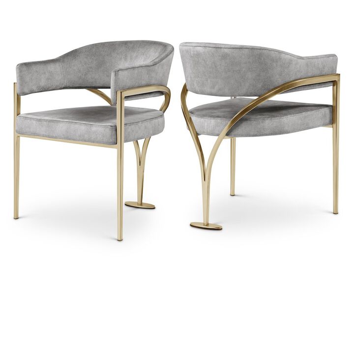 Meridian Furniture Madelyn Grey Velvet Dining Chair, Set of 2