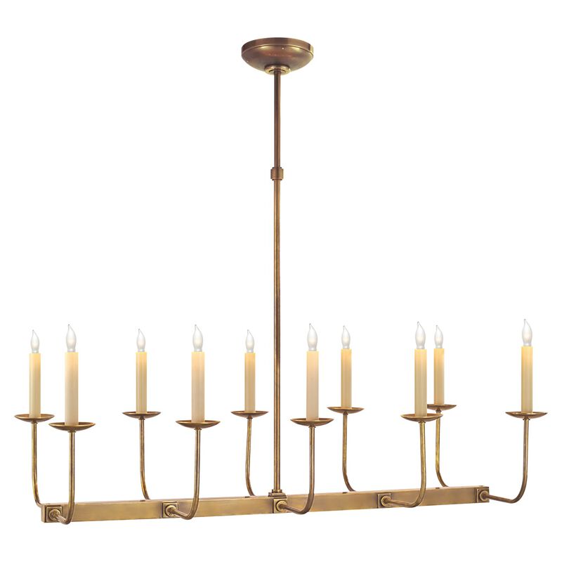 Linear Branched Chandelier in Antique Brass