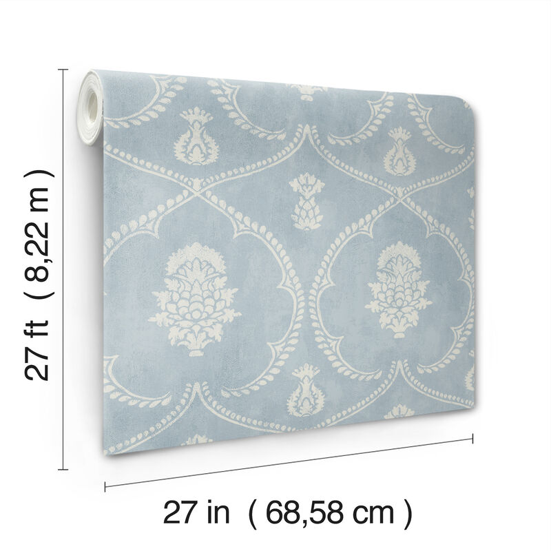 Royal Damask Blue Wallpaper (Set of 2) image number 2
