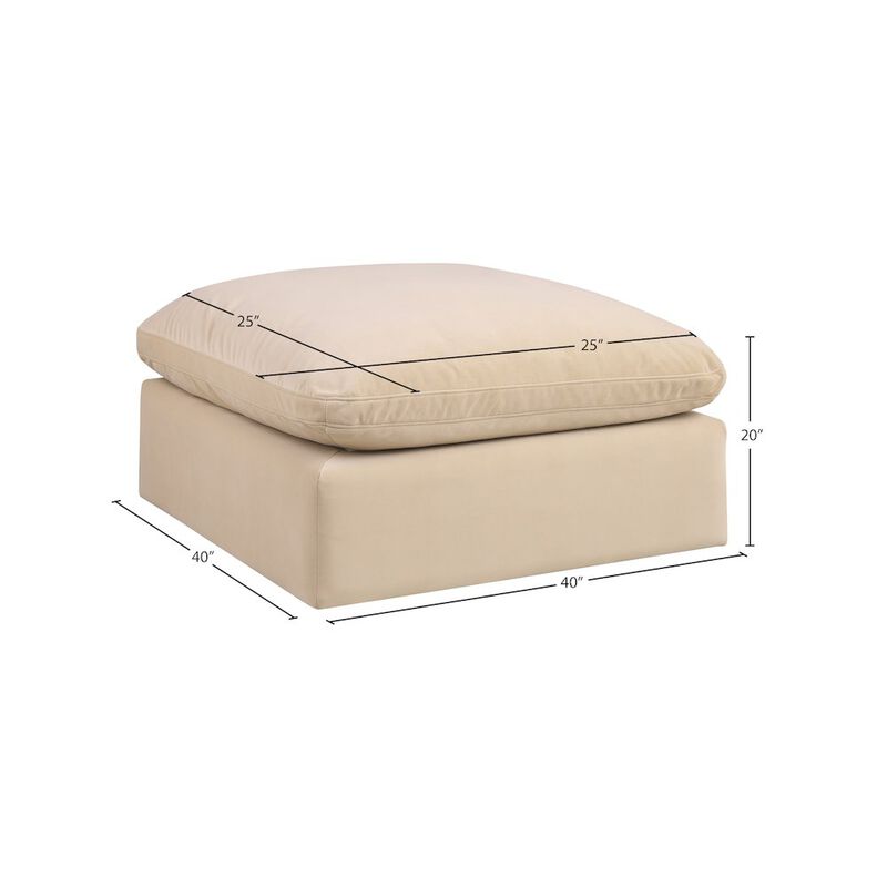 Meridian Furniture Comfy Beige Velvet Modular Ottoman