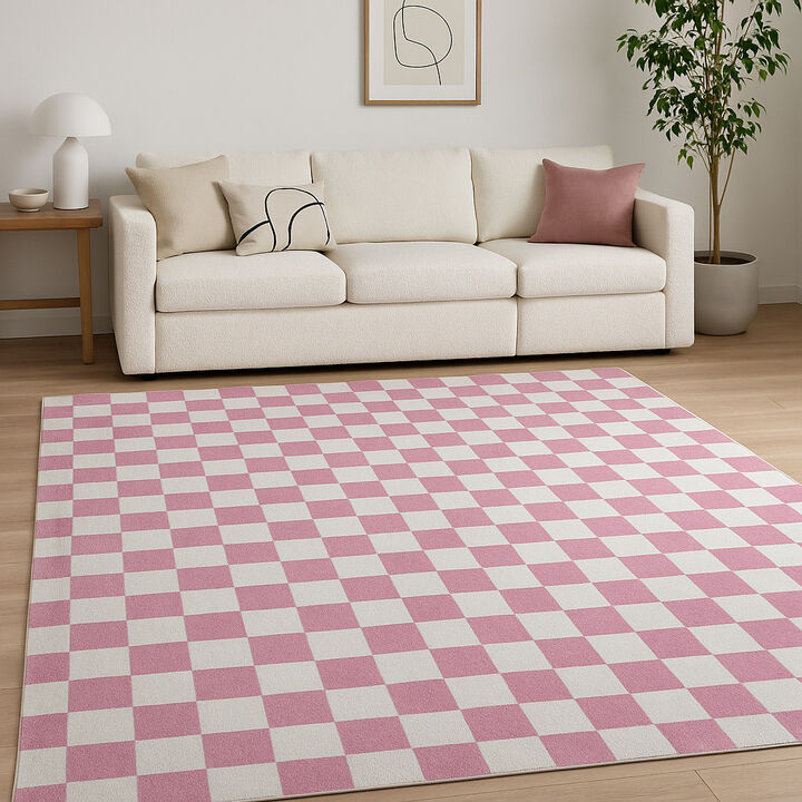 HomeRoots Checkered Area Rug