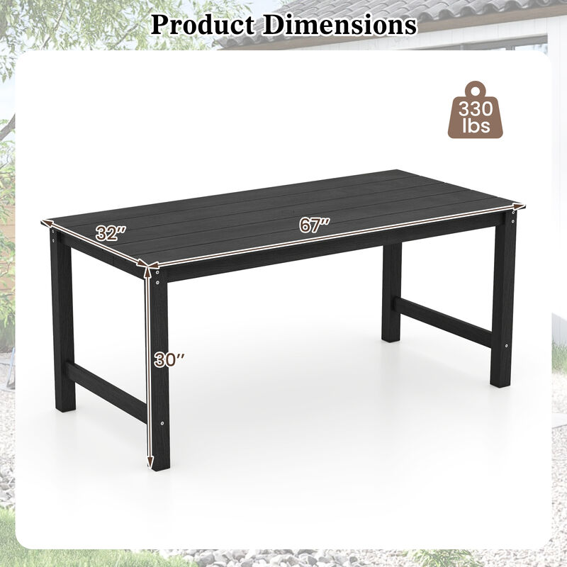 6 Person Outdoor Dining Table with Wood-Like HDPE Top and Umbrella Hole image number 2