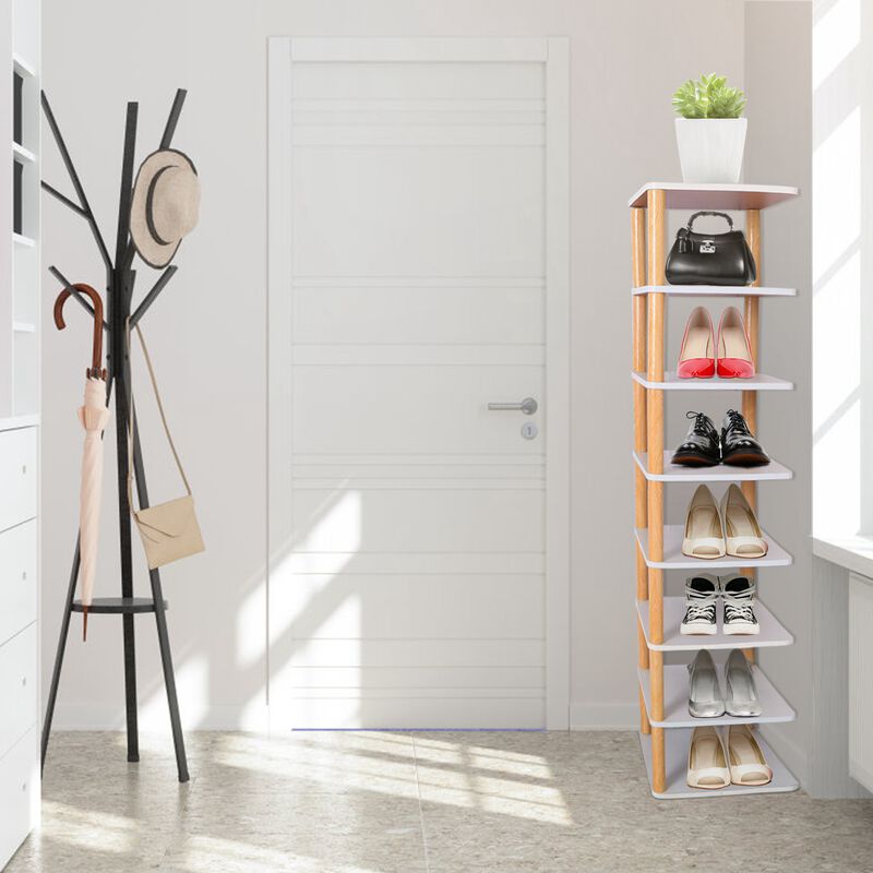 8 Tier Entryway Wooden Shoe Rack
