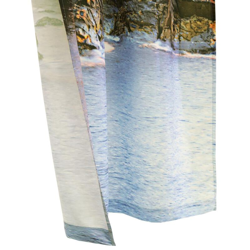 Habitat Photo Real Lighthouse and Ambient Surroundings Sunrise Light Filtering Pole Top Curtain Pair Each 38" x 84" Multicolor