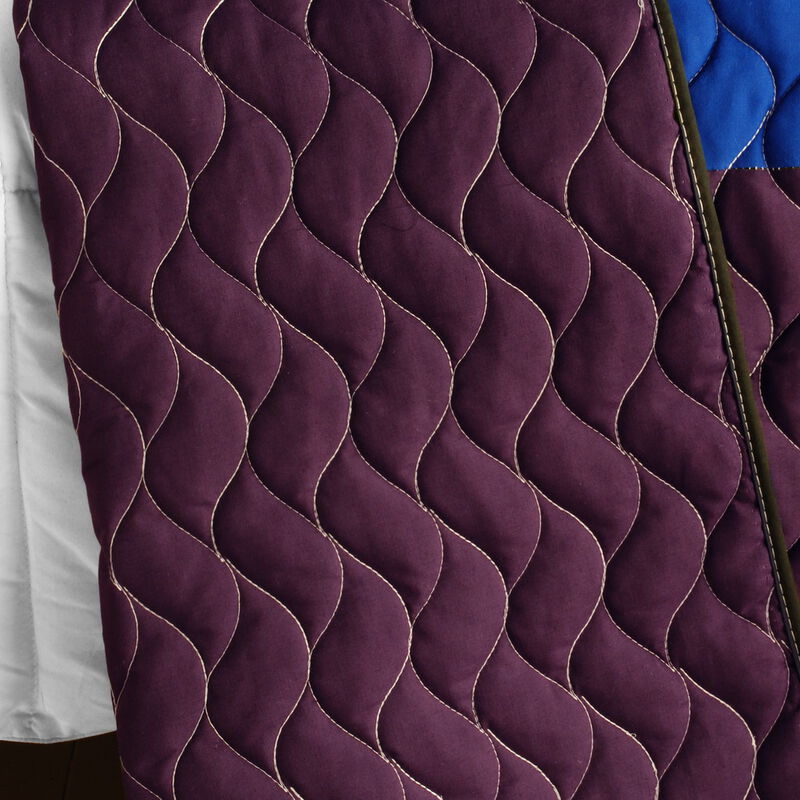 3 Piece Vermicelli Quilted Patchwork Quilt Set in Sideman Design-Purple image number 3