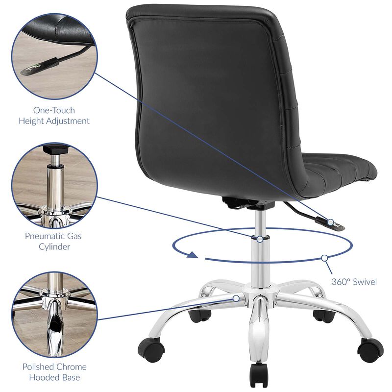 Modway Furniture - Ripple Armless Mid Back Vinyl Office Chair Bright Green image number 7