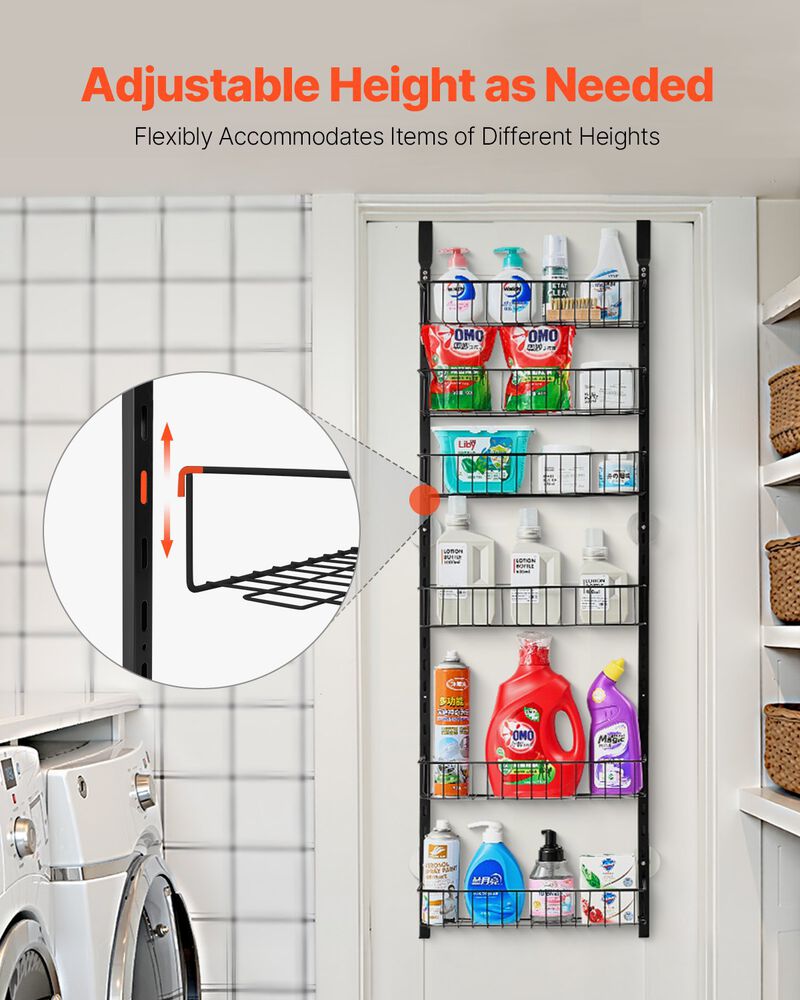 Over the Door Pantry Organizer &ndash; 6-Tier Adjustable Storage Rack for Kitchen Supplies image number 2