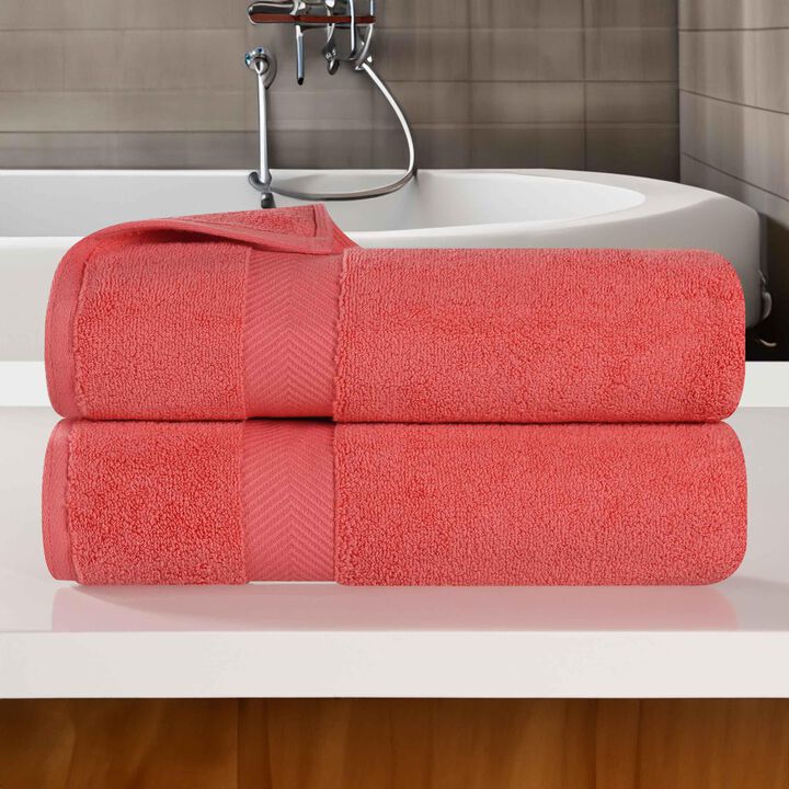 Plush Zero Twist Cotton Bath Towels Set of 2 for Bathroom Comfort