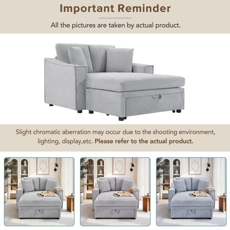 Merax Velvet Oversized Chaise Sofa with Curved Stitched Armrest image number 5