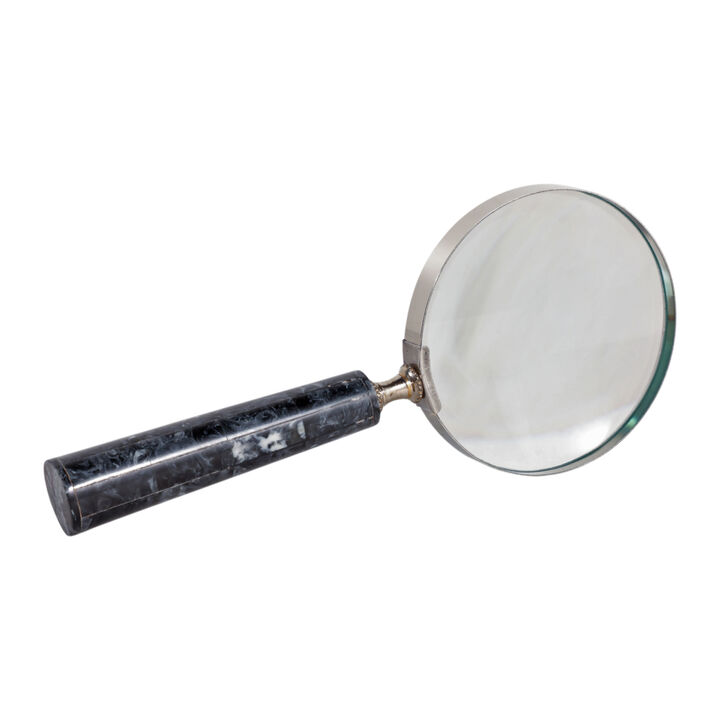 9x4" Marbled Handle Magnifying Glass, Black/white