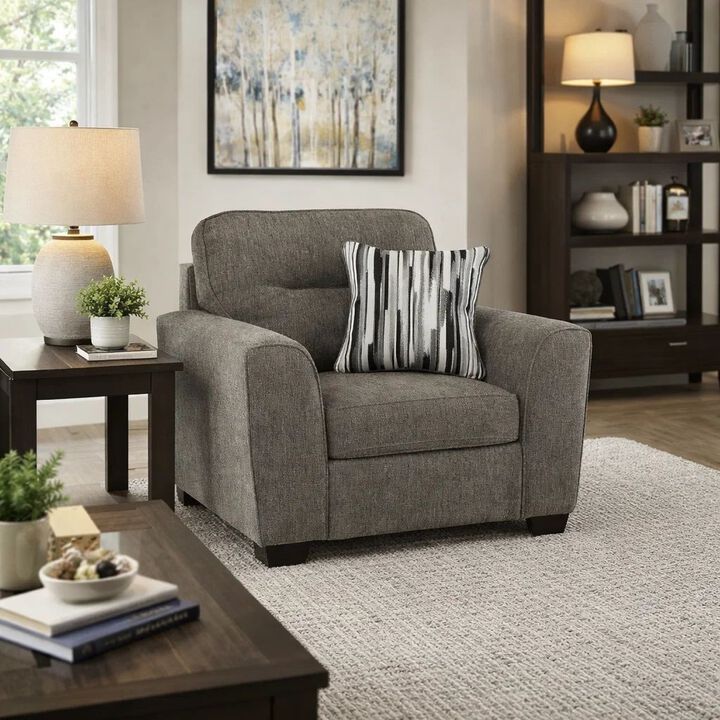 Oly Oversized Armchair with 1 Accent Pillow, Polyester Seat