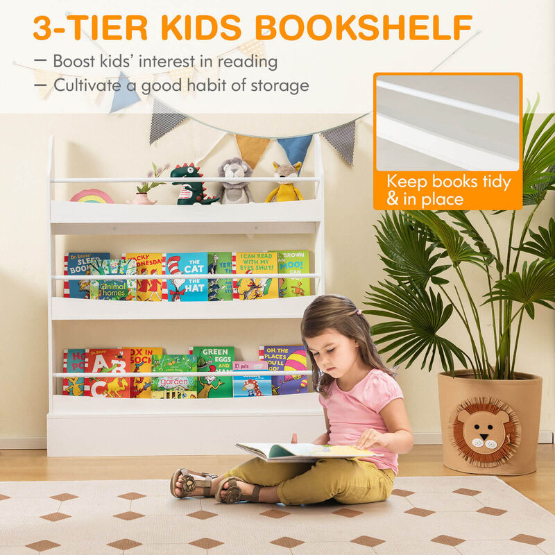 3-Tier Bookshelf with 2 Anti-Tipping Kits for Books and Magazines