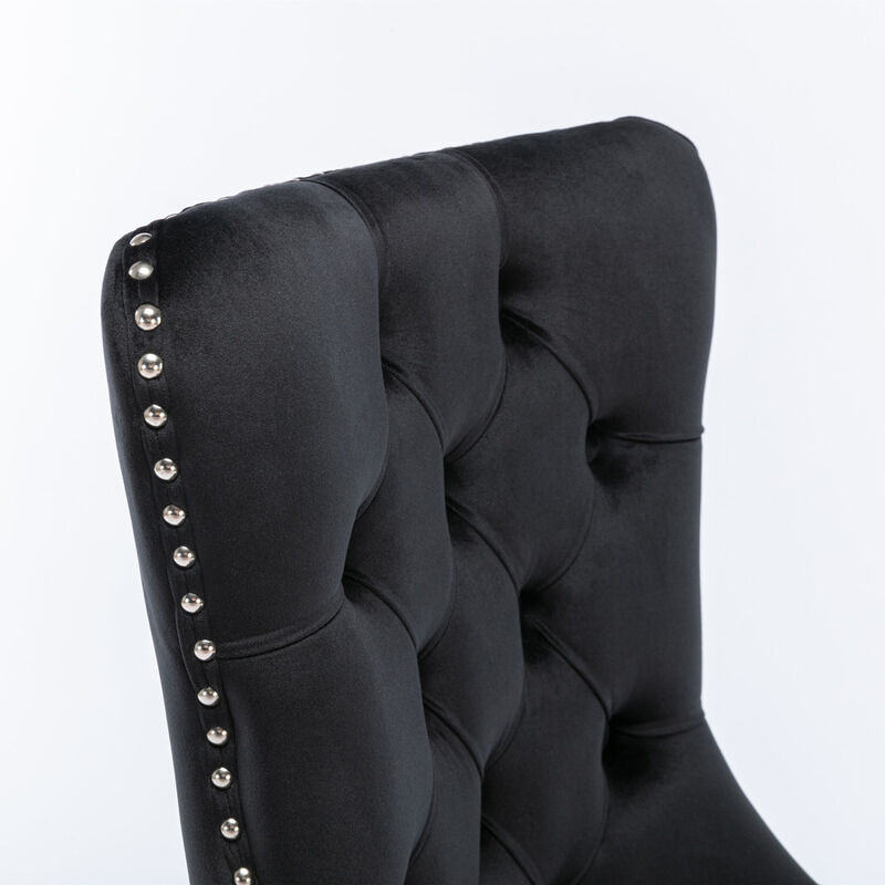 Streamdale Contemporary Velvet Dining Chairs, Black, 2-Pcs Set image number 7