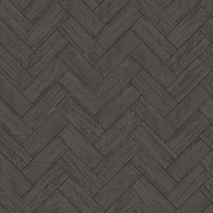Kaliko Dark Grey Wood Herringbone Wallpaper (Set of 2)