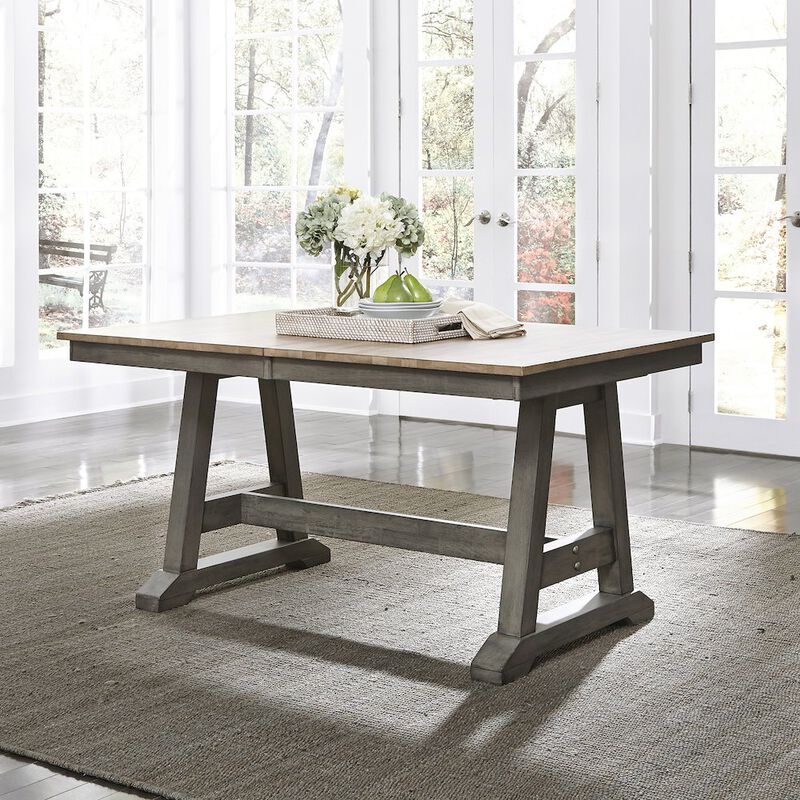 Liberty Furniture Lindsey Farm Trestle Table in Rubberwood Solids & Veneers w/ MDF image number 4