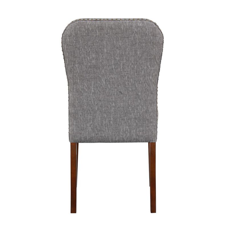 Salina Ashen Grey Dining Chair in Performance Fabric with Nail Heads - set of 2