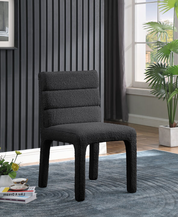 Meridian Furniture Kai Black Boucle Fabric Dining Chair, Set of 2