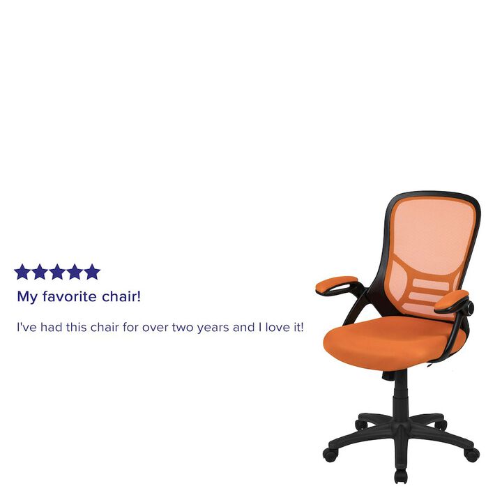 Flash Furniture High Back Red Mesh Swivel Office Chair with Black Frame and Flip-up Arms