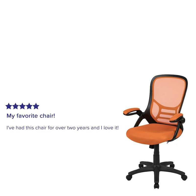 Flash Furniture High Back Red Mesh Swivel Office Chair with Black Frame and Flip-up Arms image number 1