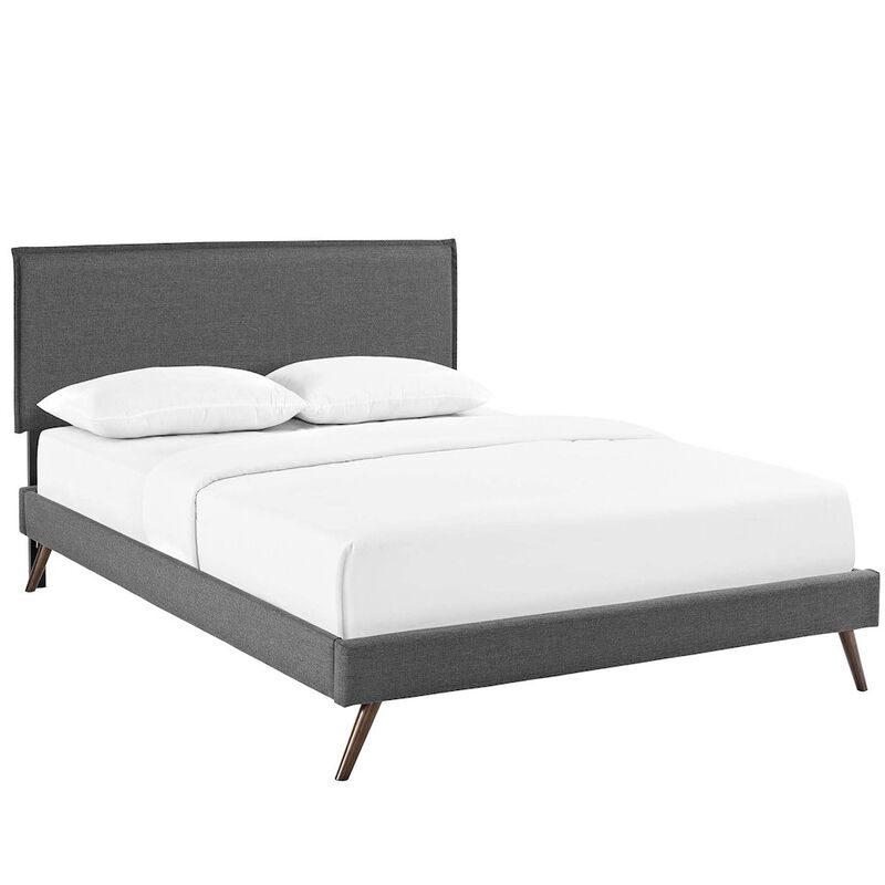 Amaris Fabric Queen Platform Bed with Round Splayed Legs image number 0