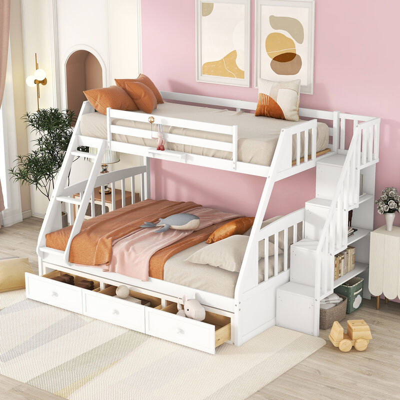 Merax Twin-Over-Full Bunk Bed with Drawers