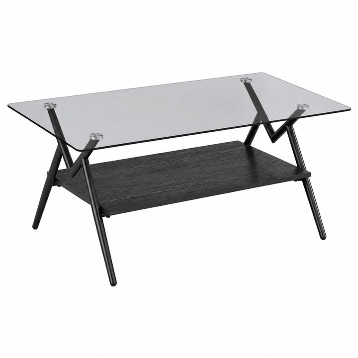 GOODSILO Modern Rectangle Coffee Table with Tempered Glass Top, Sturdy Metal Legs, Easy Assembly, Durable Versatile Living Room Accent Furniture