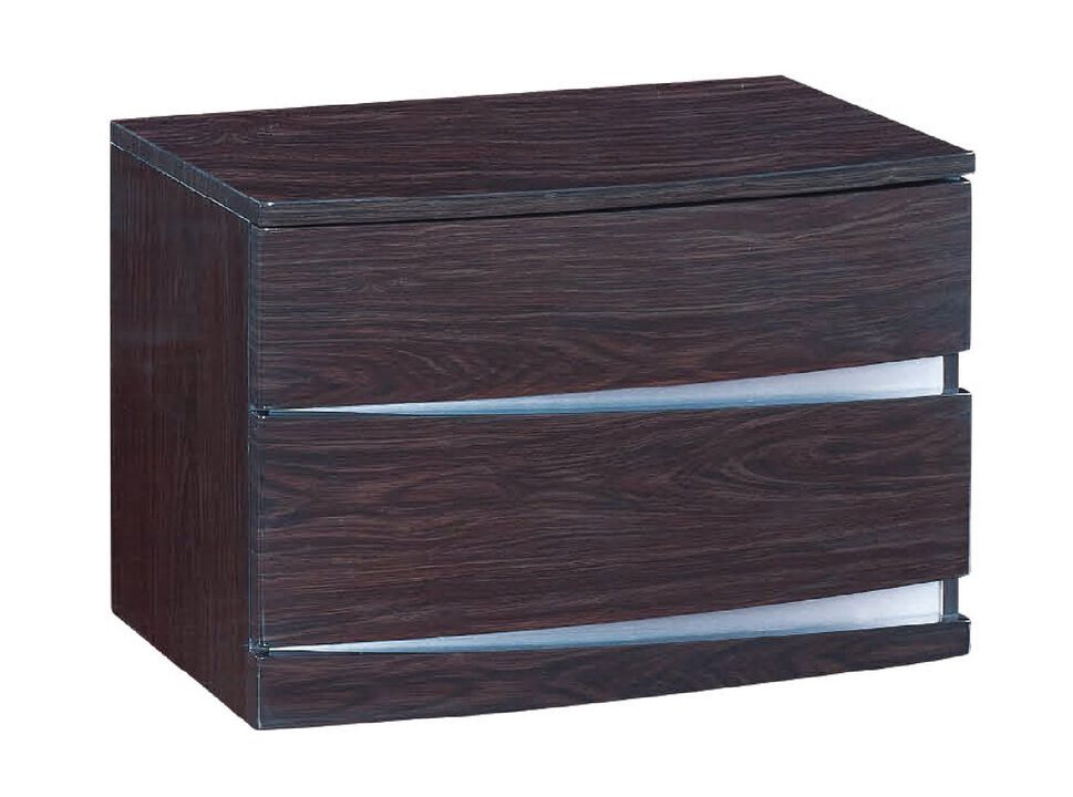 Contemporary 2-Drawer Nightstand – Mirrored Accent Bedside Cabinet