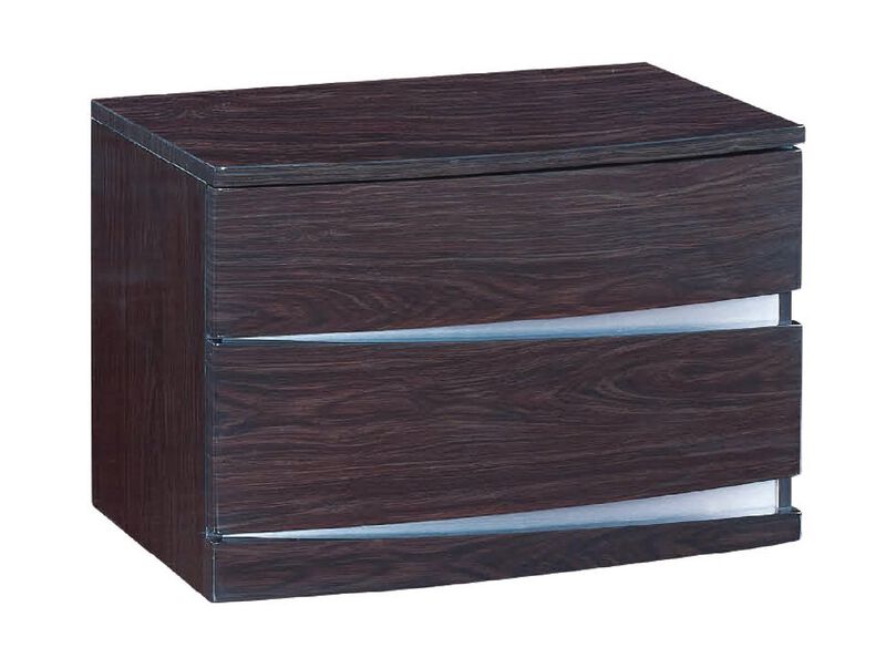 Contemporary 2-Drawer Nightstand – Mirrored Accent Bedside Cabinet
