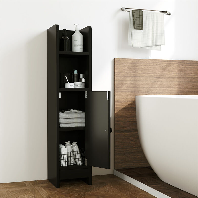 Corner Bathroom Cabinet Slim Design with Door and Adjustable Shelf image number 1
