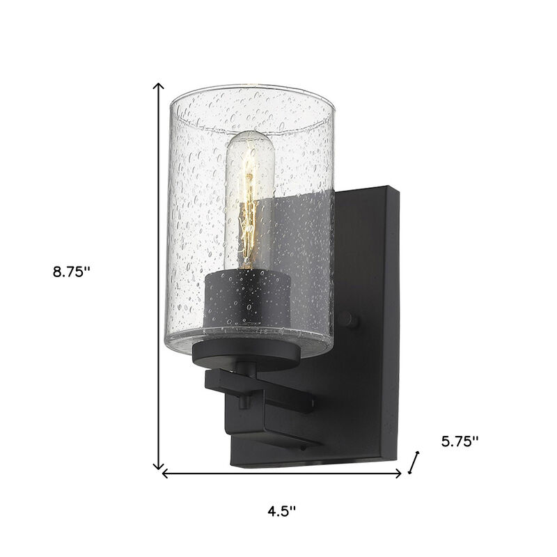 Hivvago Black Metal and Textured Glass Wall Sconce