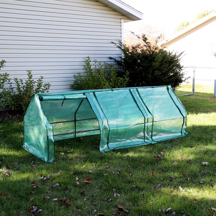 Sunnydaze Steel Plastic Cover Seed Cloche Zippered Mini Greenhouse - Green