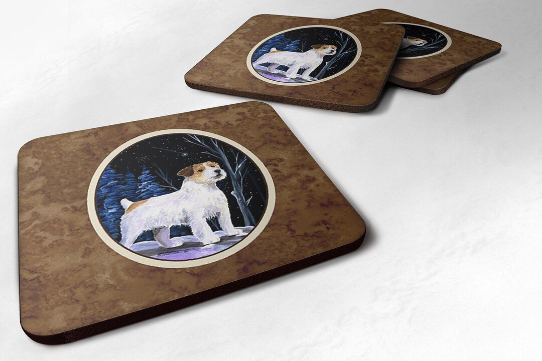 Caroline's Treasures SS8388FC Starry Night Jack Russell Terrier Foam Coasters Set of 4 (Set of 4), 3.5 H x 3.5 W, Multicolor