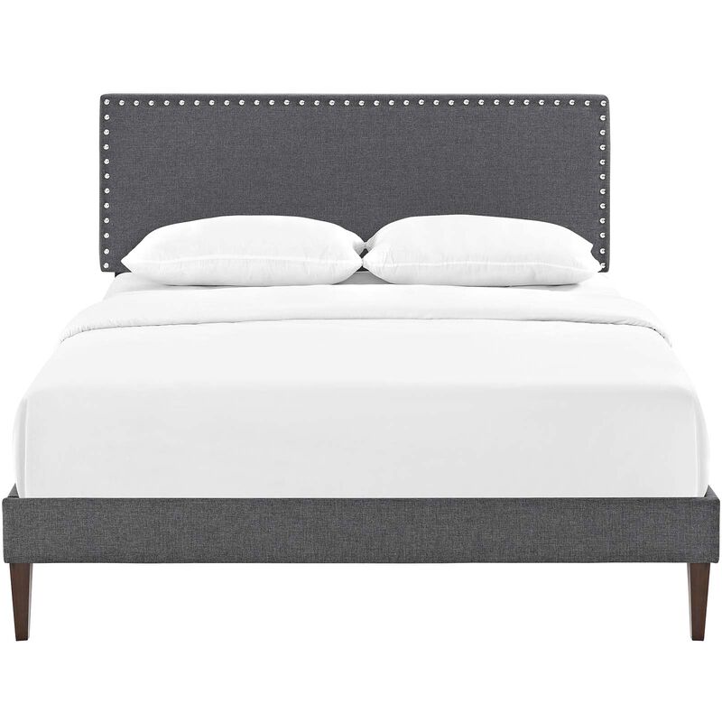 Modway - Macie Queen Fabric Platform Bed with Squared Tapered Legs Gray