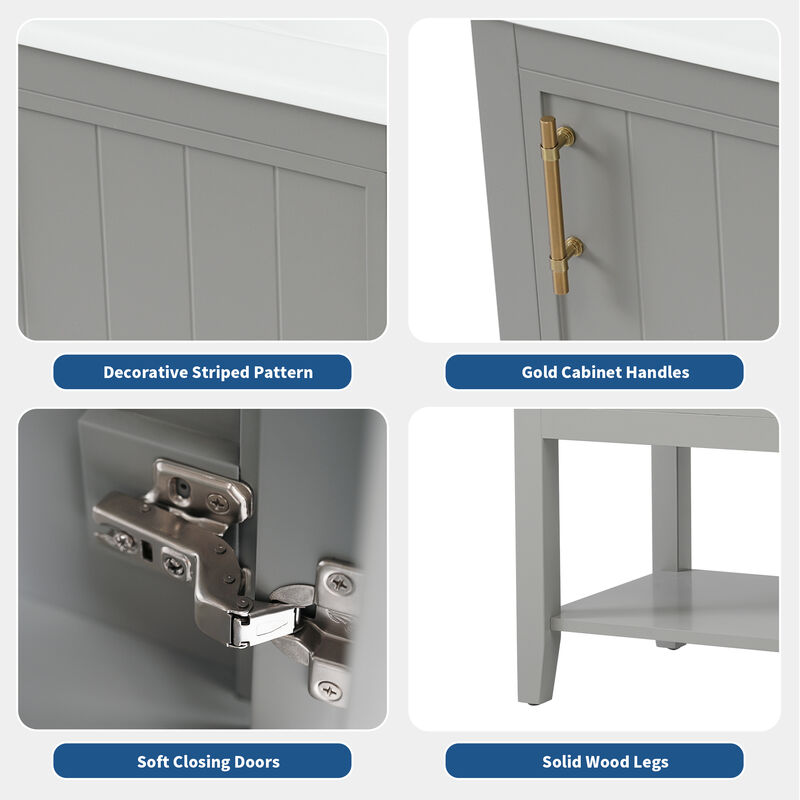 Merax Bathroom Vanity with Sink, Bathroom Cabinet with Soft Closing Door