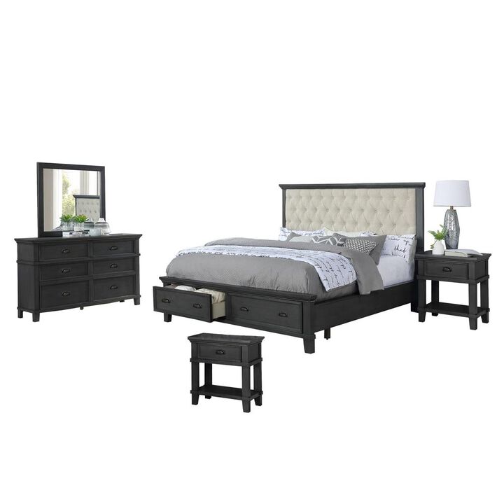 Best Quality Furniture Sandy Platform 5 Piece Bedroom Set with extra Night Stand, Eastern King