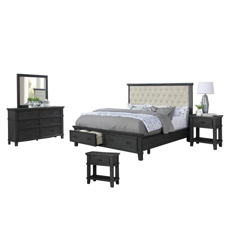 Best Quality Furniture Sandy Platform 5 Piece Bedroom Set with extra Night Stand, Queen
