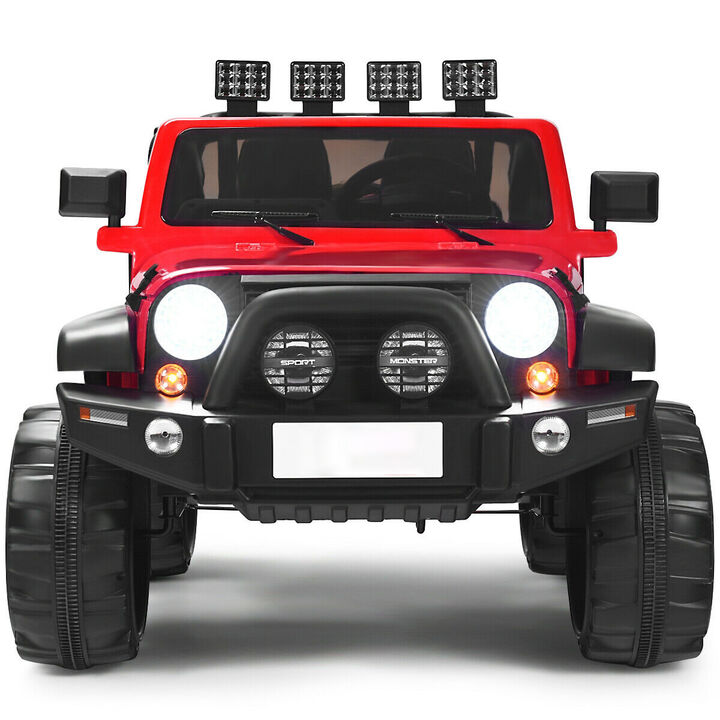 12V Kids Ride On Truck with 2 Seats Remote Control and Storage Compartment
