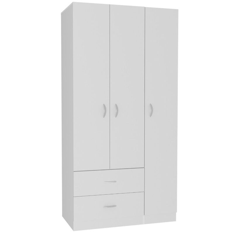 Three Door Armoire Clark, Bedroom, White