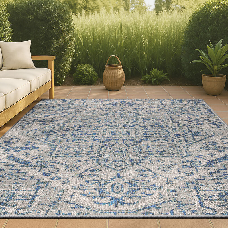 Estrella Bohemian Medallion Textured Weave Indoor/Outdoor Area Rug