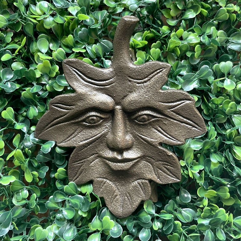 Bronze Finish Cast Iron Leaf Face Door Knocker - Artistic Entry Decor image number 6