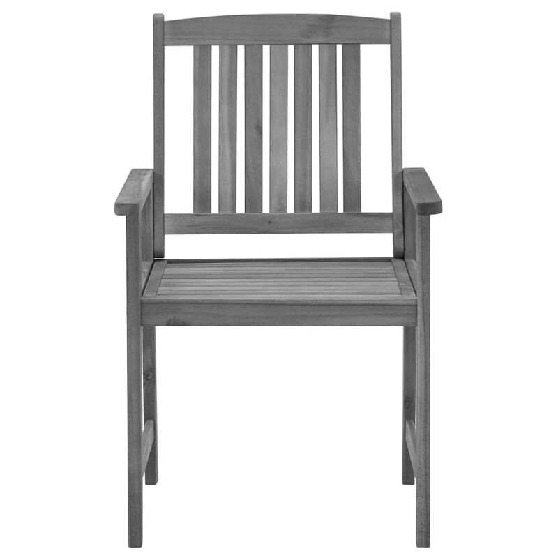 Patio Chair Set of 4 Gray Solid acacia wood Standard Durable